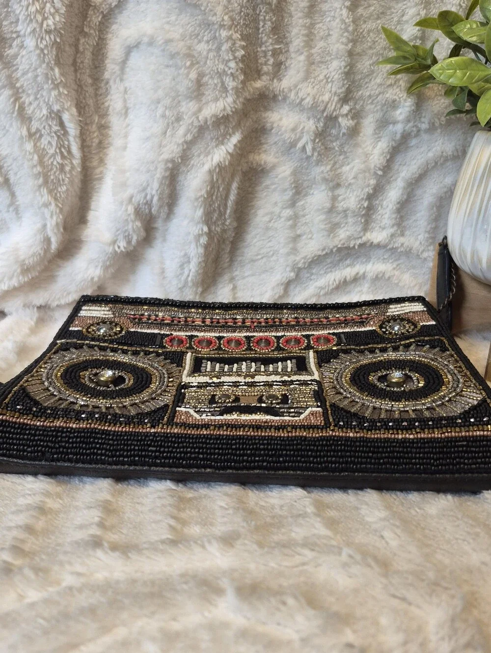 Mary Frances Beaded Crossbody Handbag Purse Boombox Radio Funky Town Designer
